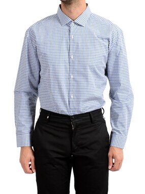 NWT HUGO by Hugo Boss Men's Modern-Fit Dress Shirt - Blue Plaid